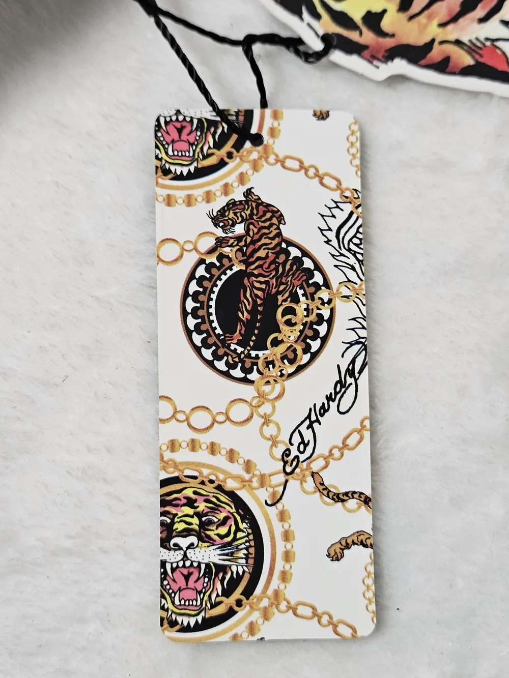 Ed Hardy 2 Pack Hand Towels Tiger Chain Tattoo Print Cotton 16x26 NWT